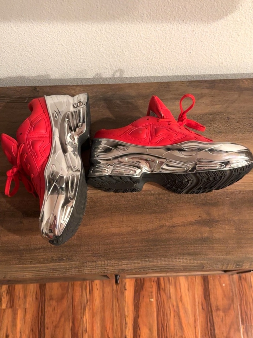 Raf Simons Red Sneakers with Chrome Platform